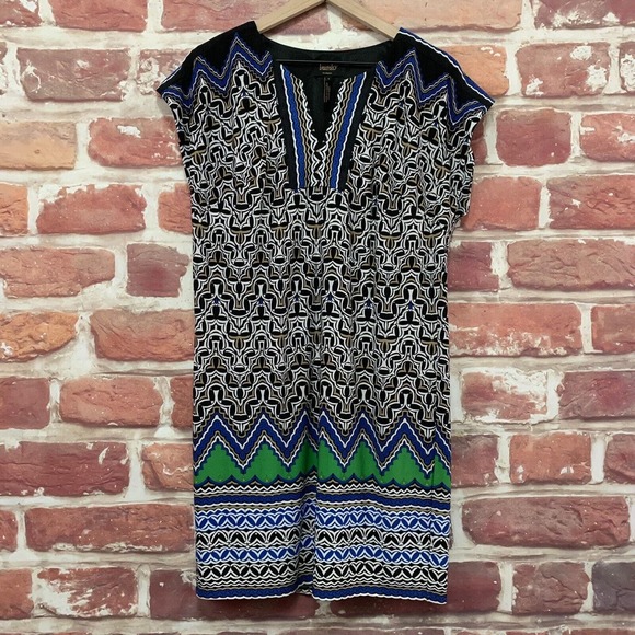 Laundry Shelli Segal Dress Women's Small Black Multicolor Stretchy Short Sleeve - Picture 1 of 8